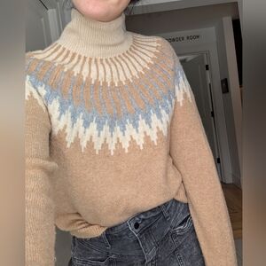 Women's Small Turtle Wool Blend Neck Collar Pattern JCrew Sweater